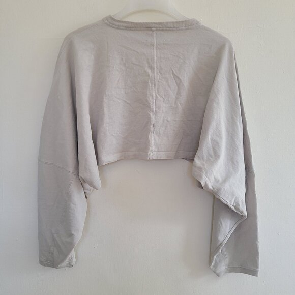 NWT Joah Brown Slouchy Crop Long Sleeve Fog Cotton USA Womens S/M - Picture 2 of 7